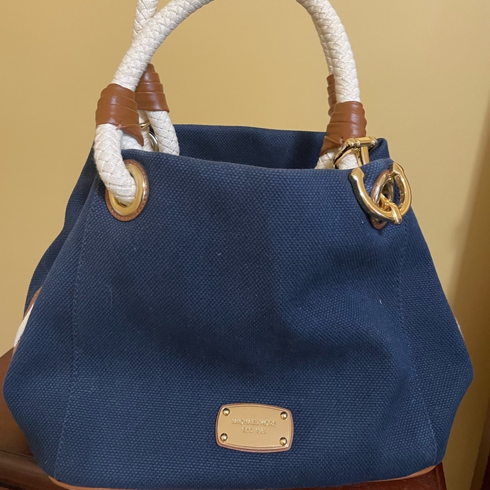 Michael Kors navy blue sailor themed purse